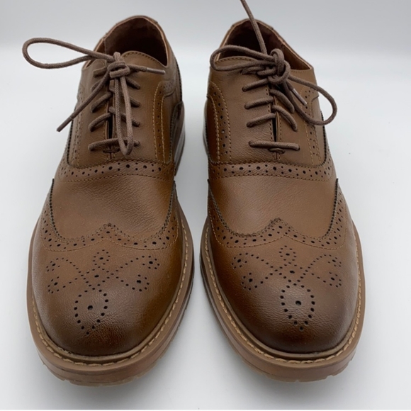 Perry Ellis Brown wing tip men’s shoes 8.5, Alfred Style - Picture 1 of 7